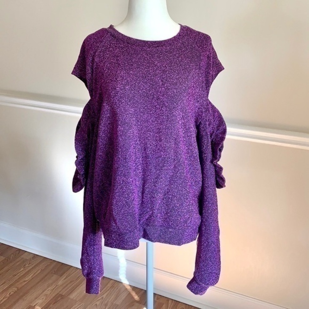 URBAN OUTFITTERS Cold Shoulder Purple Blouse L